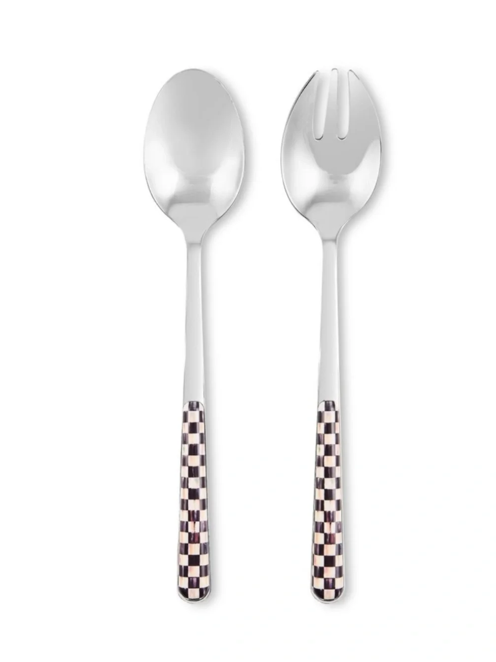 Mackenzie Childs Courtly Check Serving Set -Spoon And Fork Used as Display Only